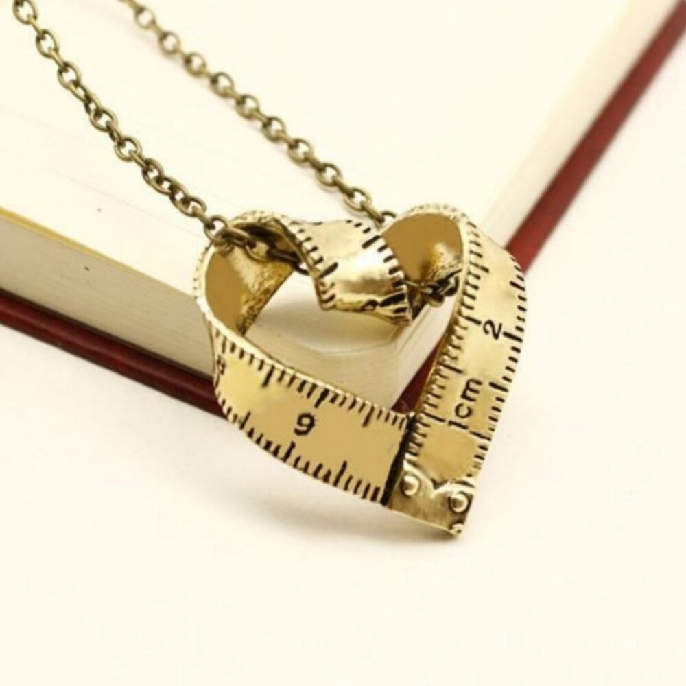 Heart Shaped Measuring Tape Pendant Necklace